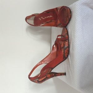 Nina Snakeskin Slip on Heels